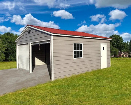 15x20x8 Metal Garage - Vertical Roof Bunce Buildings 