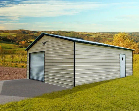 16x25x8 Metal Garage - Vertical Roof Bunce Buildings 
