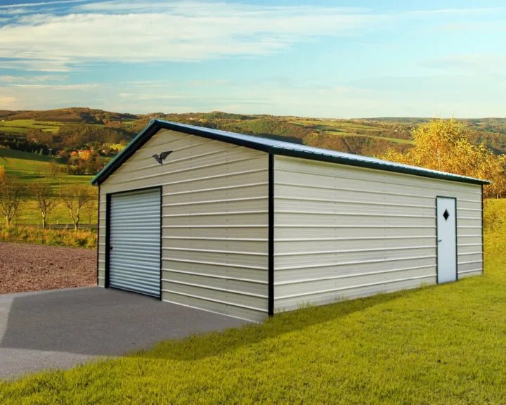 16x25x8 Metal Garage - Vertical Roof Bunce Buildings 