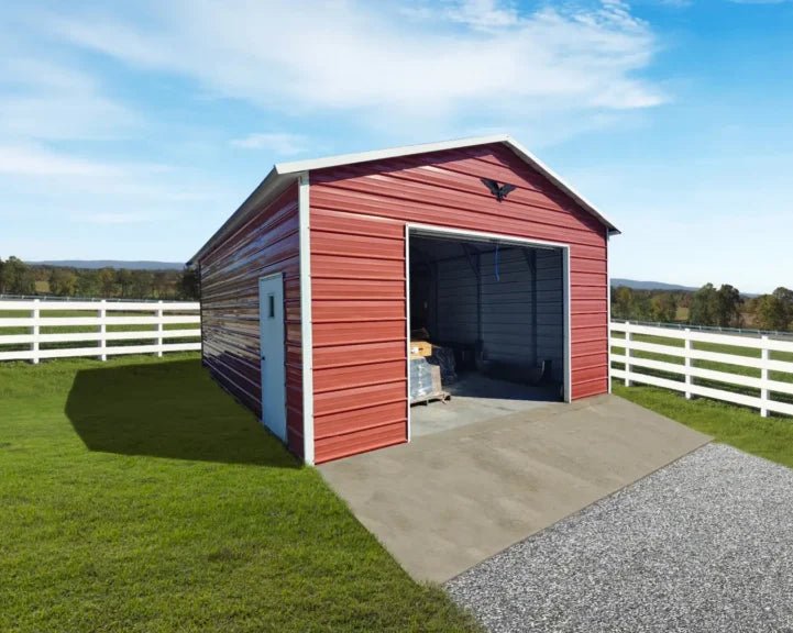 18x25x9 Boxed Eave Roof Metal Garage Bunce Buildings 