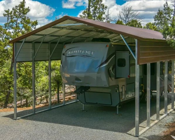 18x40x15 Metal RV Cover - Vertical Roof (SKU: FB19) Bunce Buildings FB19