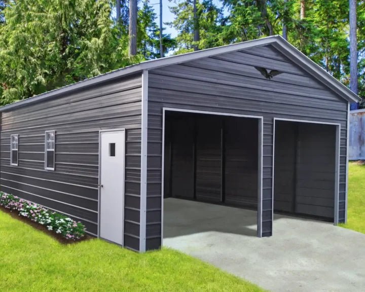 20x25x10 Metal Garage - Vertical Roof Bunce Buildings 