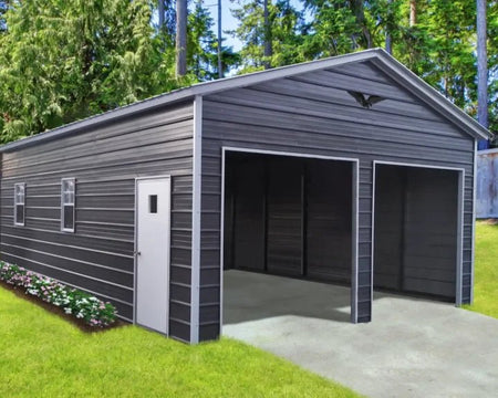 20x25x10 Metal Garage - Vertical Roof Bunce Buildings 