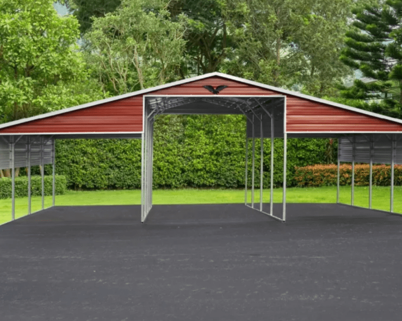 36x25x12 Metal Barn with 12' Lean - To - Boxed Eave Roof (SKU: FB98) Bunce Buildings FB98