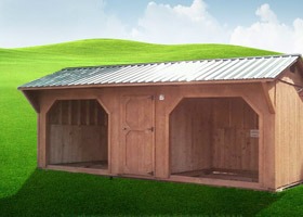 Wooden Horse Barn with Metal Roof